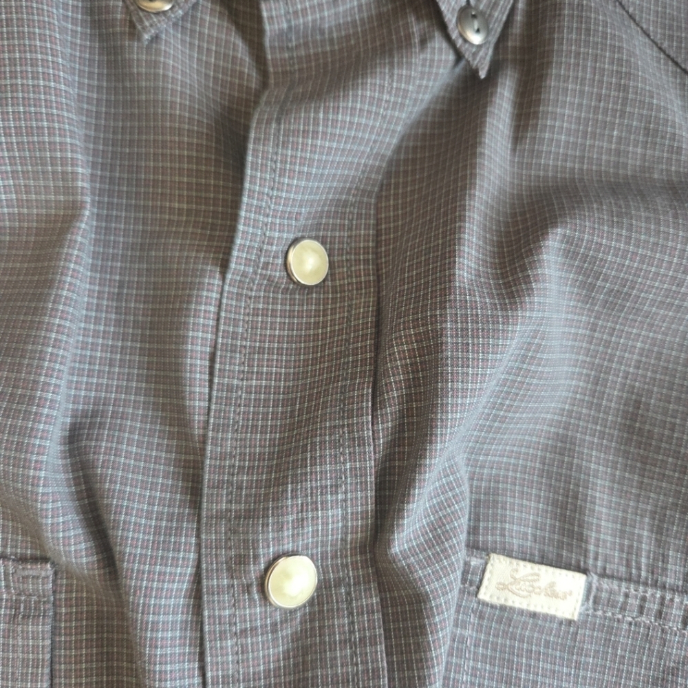 LUCCHESE Classics  pearl snap Large Sawtooth Pockets Gray Check Rodeo - Picture 7 of 8